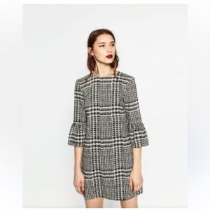 Zara black and white plaid dress